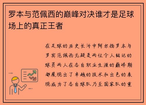 罗本与范佩西的巅峰对决谁才是足球场上的真正王者